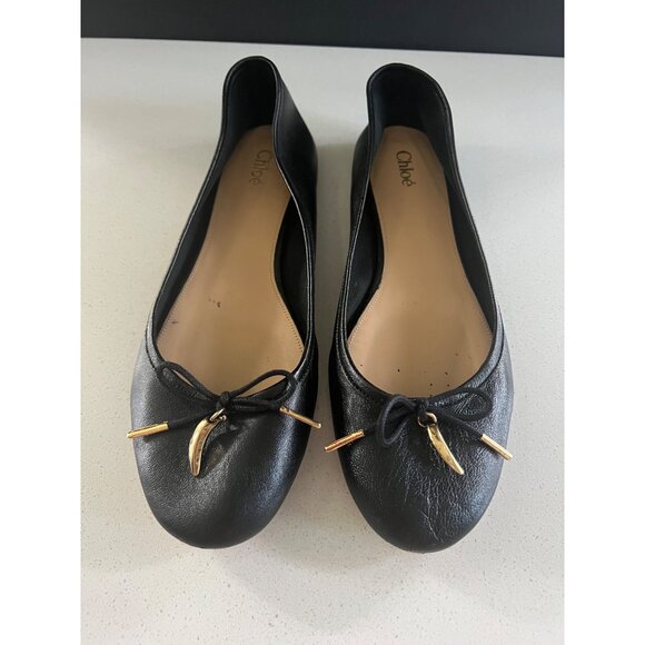 Chloé Women's Iris Ballet black leather Flats size 39 - Picture 5 of 11